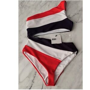 Beach Riot Red, White, and Blue, Joyce One-Shoulder Swimsuit